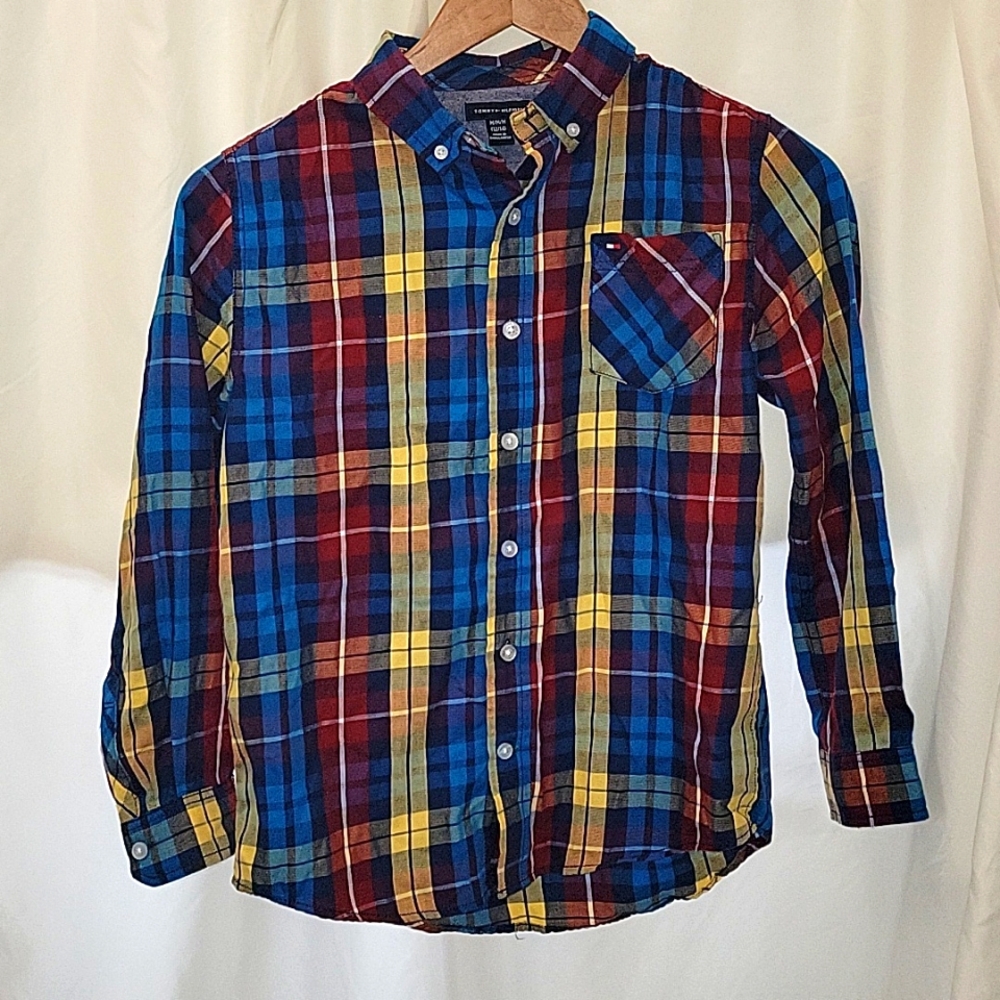 Tommy Hilfiger Boys Size 12-14 Vintage Plaid Shirt